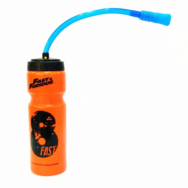 Hot sell novel plastic sports water bottle with long straw