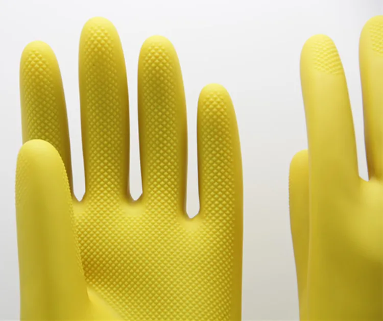 High Quality Yellow Latex Long Cuff Household Working Rubber Gloves