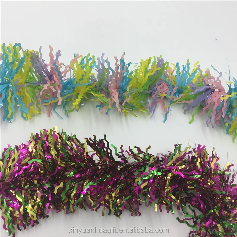 Wholesale Red/green Pet Green Tinsel Garland Christmas Decoration Materials Christmas Ceiling