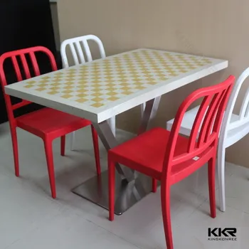 Seamless Joint Artificial Stone Dining Table Tops Indian Marble Artificial Stone Dining Table Tops