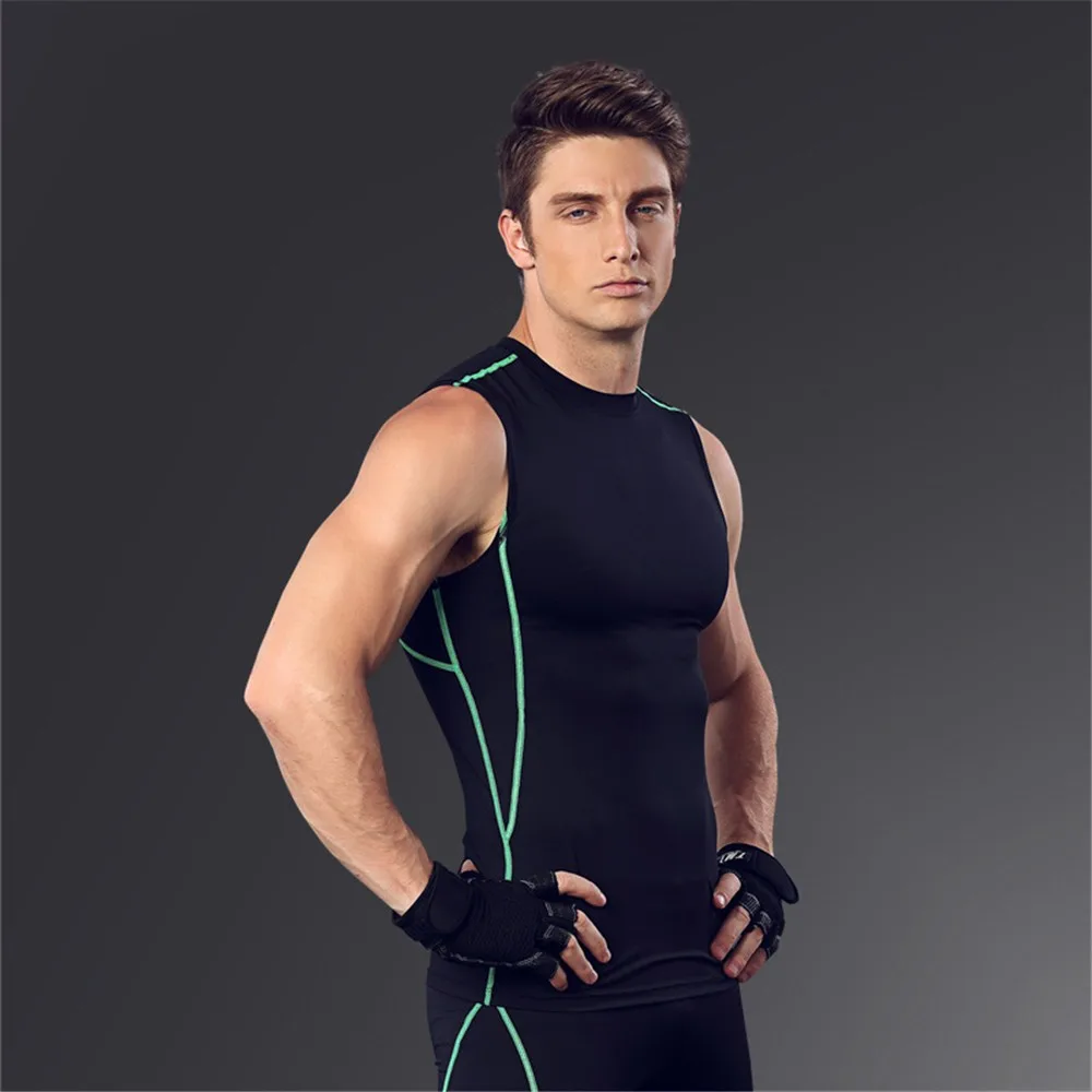 Custom Fitness Cool Men Workout Gym Clothes Tight Compression Top With