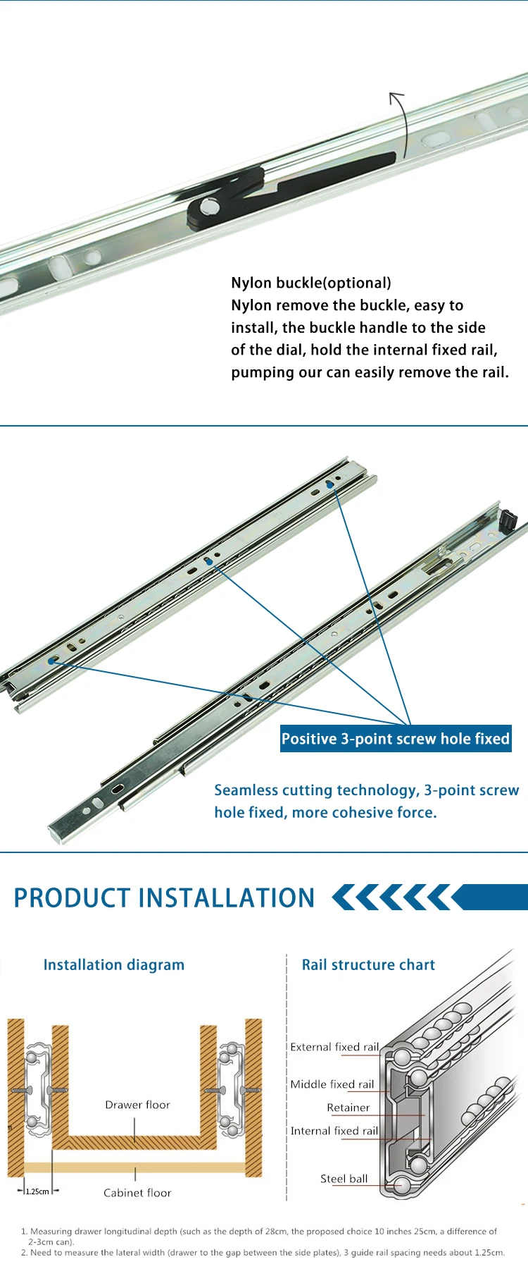 fold heavy duty under mount drawer slides