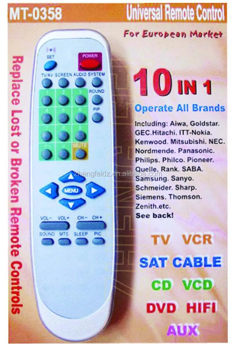 Universal Tv Remote Control 12 In 10 In 1 Tv/vcr/cat/hifi/satvcd/dvd/cd