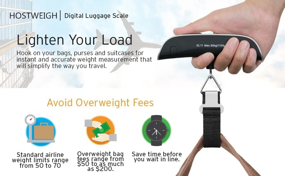 50kg/10g Portable Electronic Luggage Scale LCD Travel Bag Weight Balance #SF 