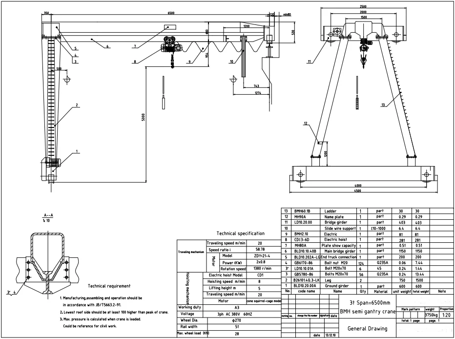 Bridge crane cad drawings