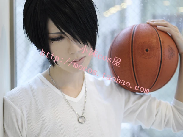 xiao mo Kuroko no Basuke Basket Himuro Tatsuya short black anime cosplay wig necklace ring