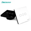 EU/UK Standard SESOO 3 Gang 1 Way, Luxury european wall socket touch light switch