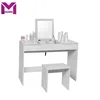 Cosmetic Table with Stool Makeup Mirror Foldable Vanity Table Top Bedroom Dresser Set 2