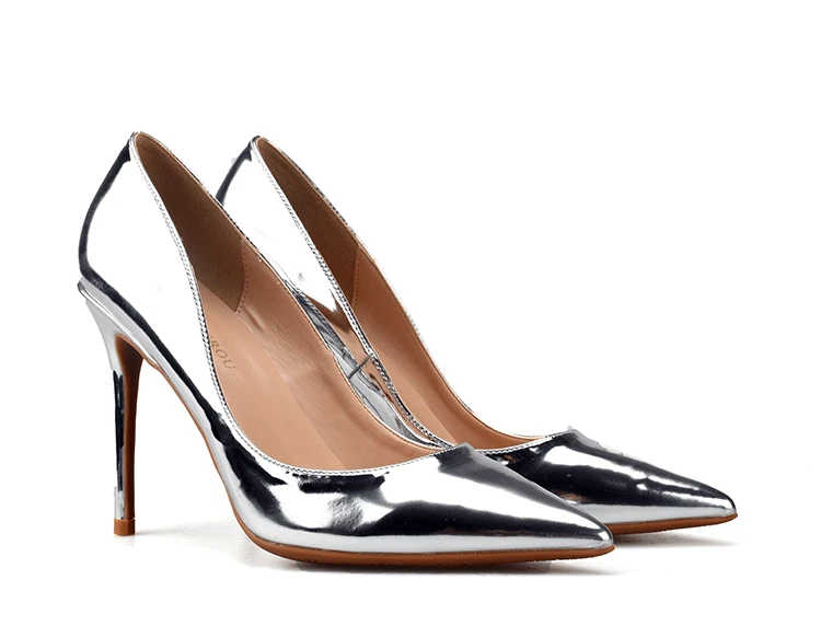 pewter metallic heels
