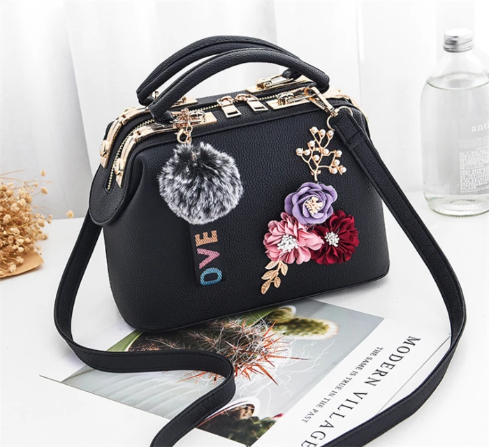 Solid Color Messenger Bags Women Leather Handbags Bags for Women Sac A Main  Ladies Bear Chain Hand Bag - AliExpress