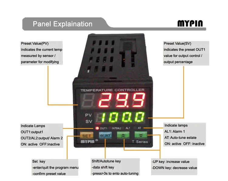 Mypin Popular Pid C/f Controlador De Temperatura Ta4-snr Con Entrada De