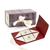 easy assembling lavender cardboard paper skincare cream cosmetic set packing flat folding gift box with fixed ribbon