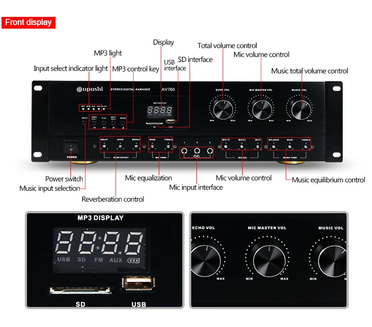 2 Channel Ktv Av Amplifier 250w Stereo Digital Karaoke Amplifier Buy
