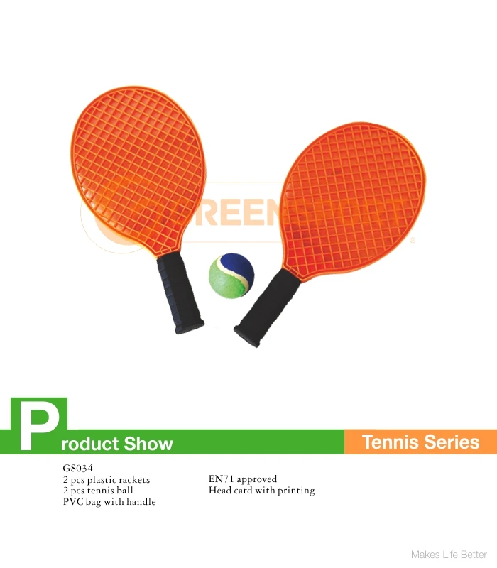 Gs034plastic Tennis Racket Set With Black Grip Buy Plastic Tennis Racket Set,With Ball,Two