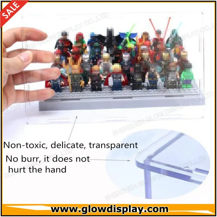 3 Steps Display Case/box Dustproof Showcase Gray Base For Lego Blocks