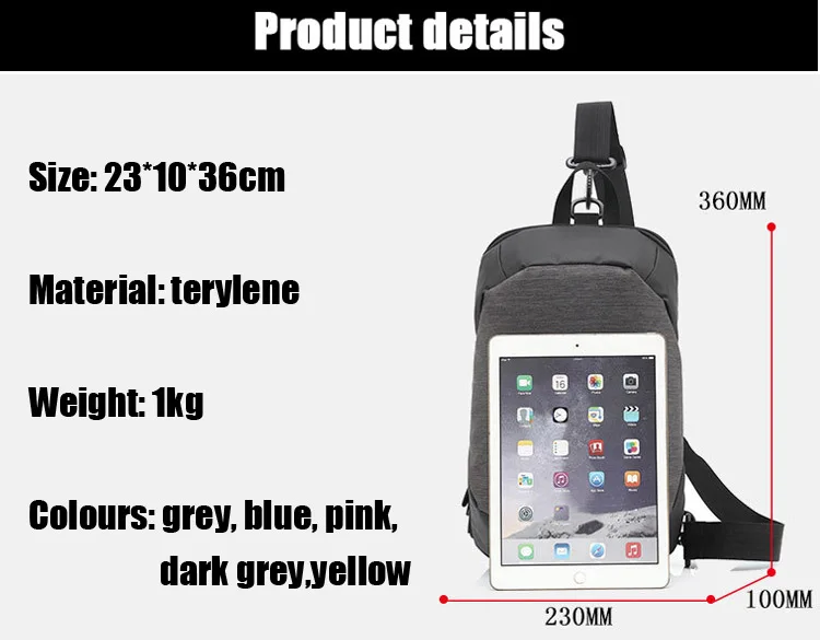 Multi-functional Waterproof Leisure Anti-thief Crossbody Sling Sports Shoulder Chest Satchel Bag for Teenager