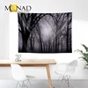 Monad cold colour sunset forest all black handmade hook wall tapestry