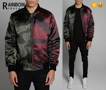Half Color Camo All Over Slim Bomber Varsity Jacket With Custom Service - Buy Half Color Bomber 