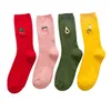 High quality lady cute fruit avocado banana cherry peach embroider socks women