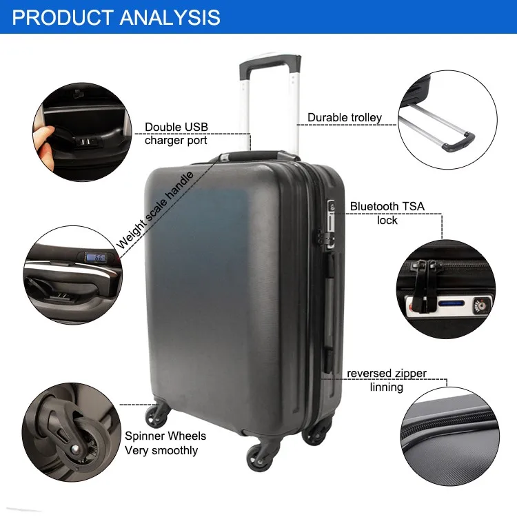 Luggage Weight Scale Travelling Trolly Travel Bags With Tracker