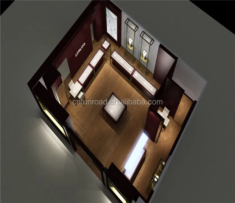 custom 3d rendering shop design exhibition showroom glass display furniture store fitting jewelry showcase