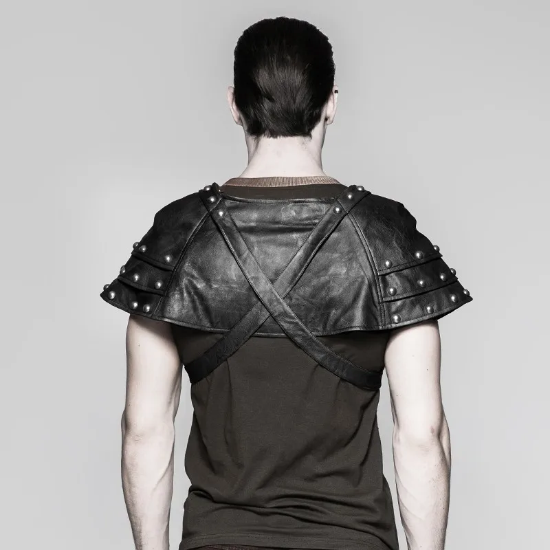 punk rave s-212蒸汽朋克士兵铆钉皮革披风十字带pu男士披肩