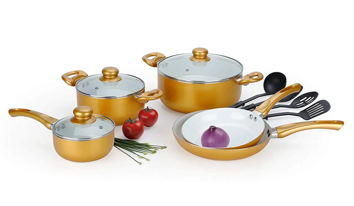 Set w. Glass-ceramic cookware. 12 pcs ceramic coating set narhi. ceramic enameled pans. turkish hotel cookware.