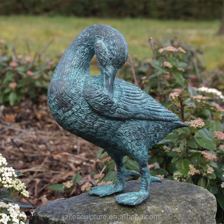 Modern Garden Decor Antique Metal Bronze Sculpture Brass Duck Statue