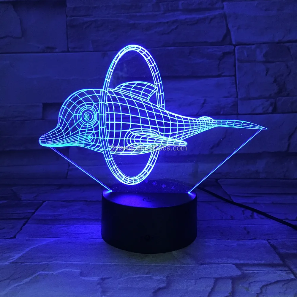 Bella 3D Dolphin 3D Luce di Notte Lampade Da Tavolo Desk Optical Illusion 7 Cambiare Colore