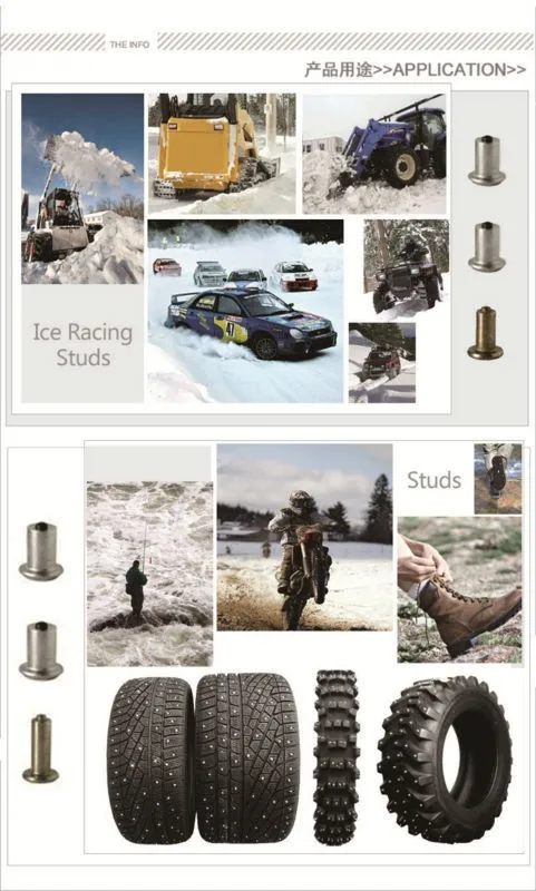 Hot sale Aluminum snow tire studs bicycle studded/motorcycle /shoes/atv with traction studs