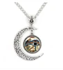 Egyptian God Horus Eyes Crescent Moon Gemstone Pendant Necklace