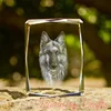 3D Engraved Dog Animal Crystal Block Cube For Holiday Souvenir