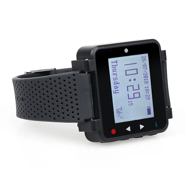 999 Channel RF Wireless LCD Wrist Watch Receiver for Fast Food Shop Restaurant Calling Paging System Retekess T128