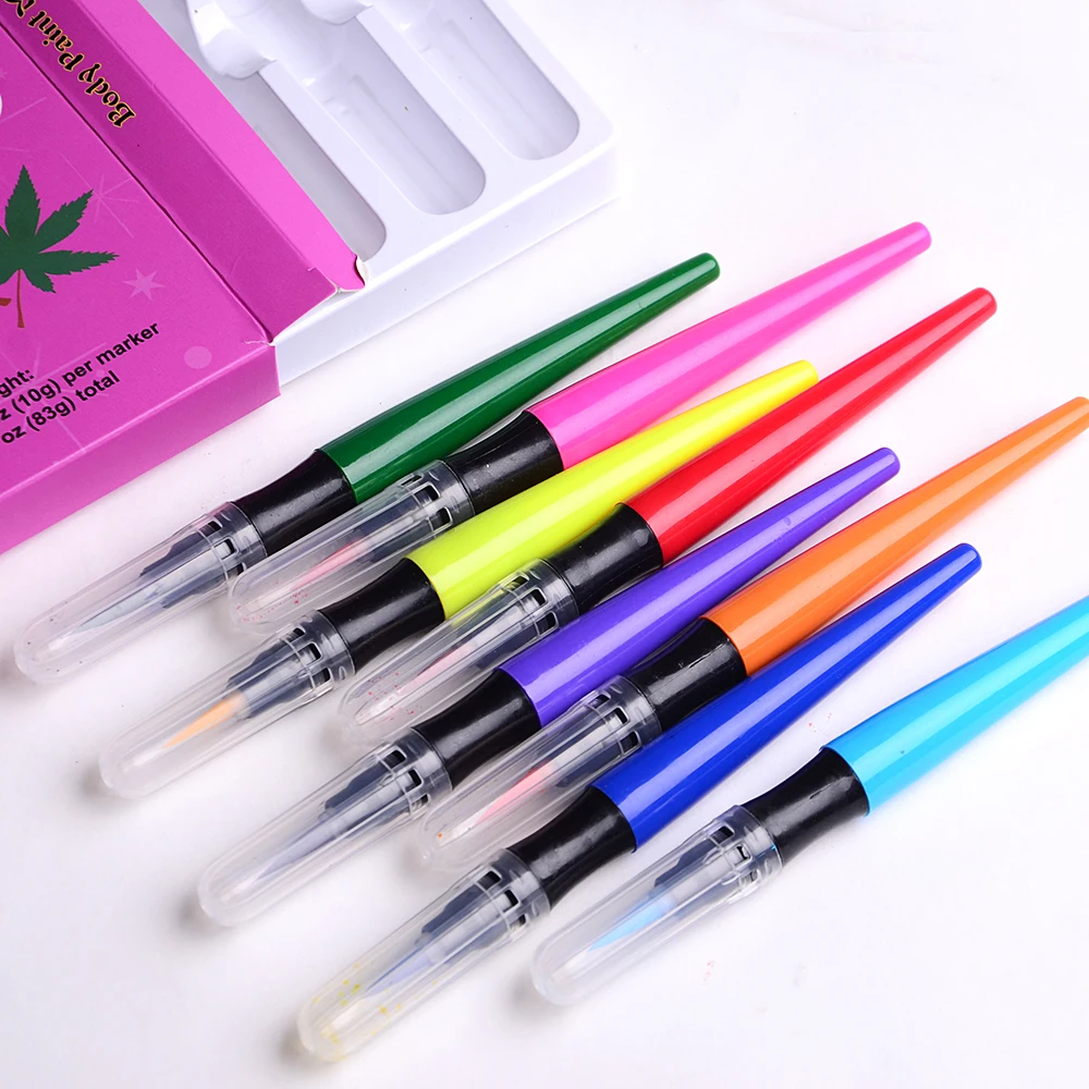 
8-color Water based nontoxic body paint marker pen set 