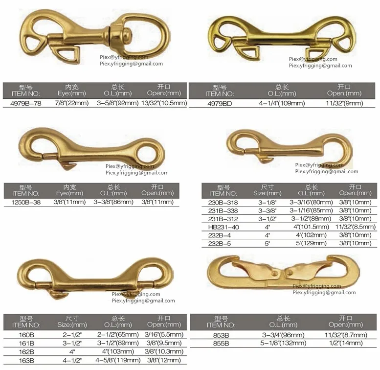 Yanfei Copper Hardware Solid Brass Scissor Trigger Snap Hooks With