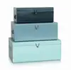Hot selling design custom color household decorative set of 3 coating steel storage trunk box