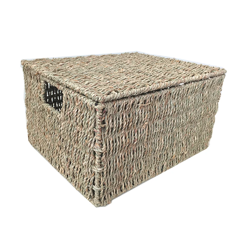 Seagrass Storage Basket With Lid Rectangle - Buy Weaven Basket Seagrass ...