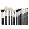 BEILI 15pcs Black Premium Goat hair Big Powder Foundation blusher eye shadow Contour Cosmetic Makeup Brush Set OEM Accepted