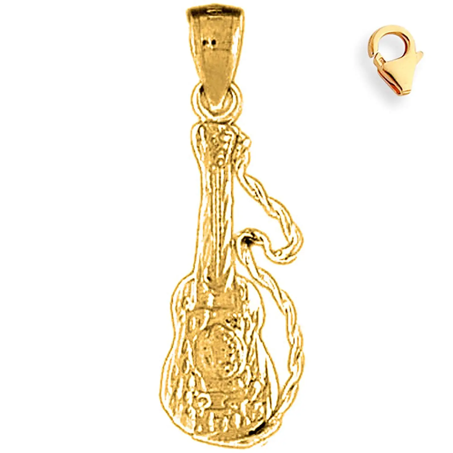 Silver Yellow Plated Accoustic Guitar Charm 32mm