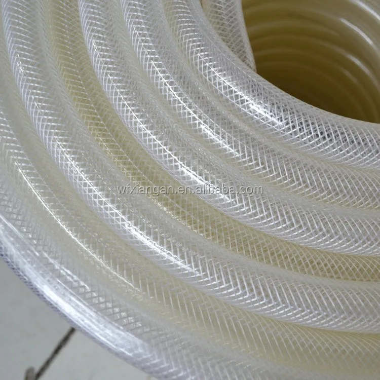 Clear PVC Braided Hose Food Grade Oil / Water / Gases Reinforced Pipe Tube 