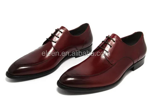 Men High-end Wine Red Calf Leather 