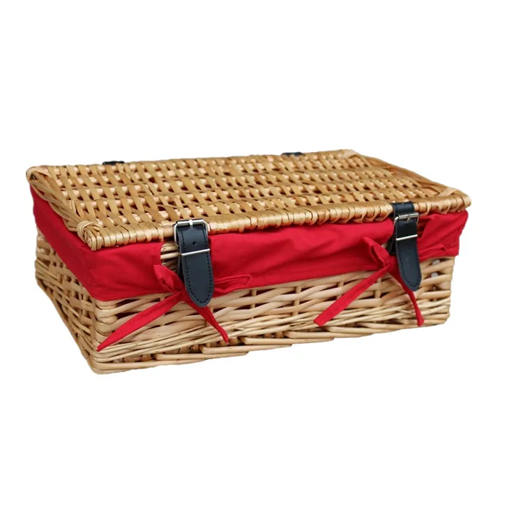 Empty Christmas Wicker Rectangular Gift Basket With Red Lining Buy