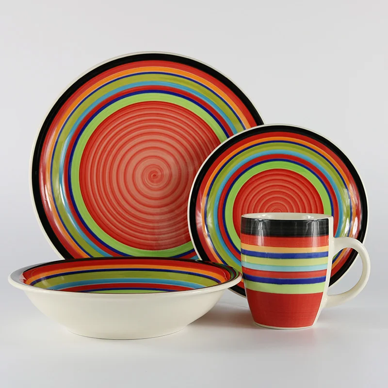 red and white crockery set