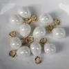 New Style High Bright White Water Pearl Tear Drop Shape Beads with Matte Gold Eye Loop For Bracelets Earrings Crafts