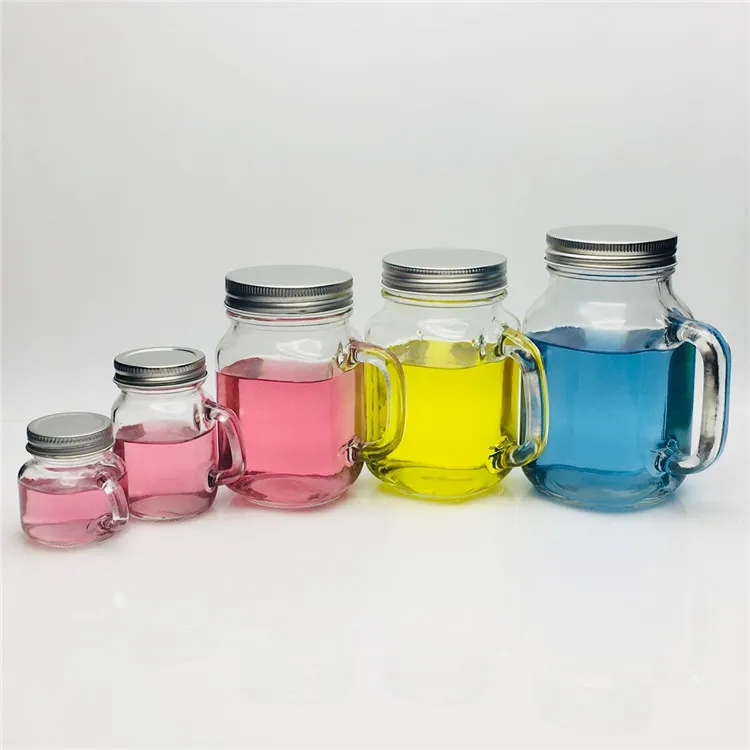 50 Ml 120 Ml 420 Ml 500 Ml 620ml Glass Handle Jar Mason Juice Jar With