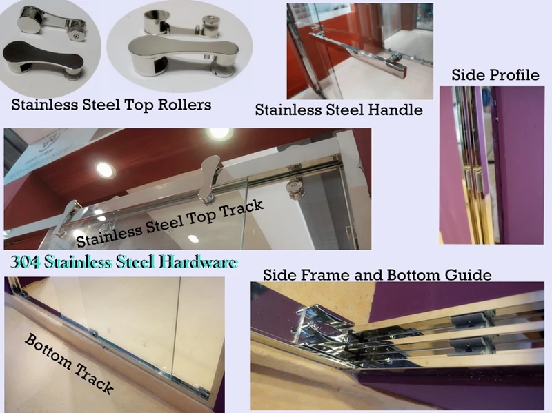 Top Roller Bathroom Sliding Glass Door Frameless Shower Enclosure(KD5203)
