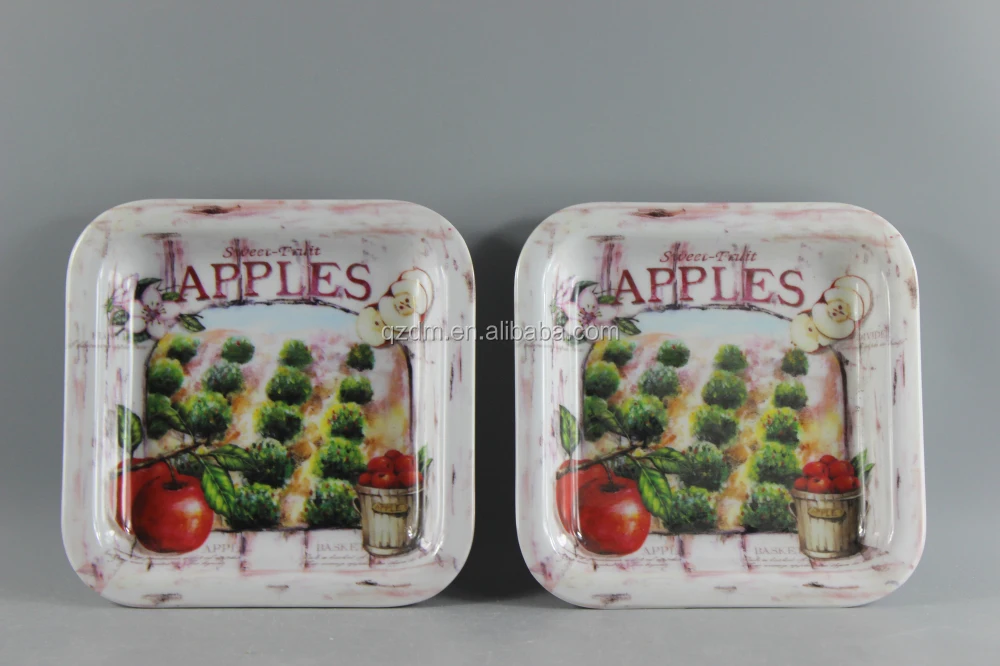 Apple Print Melamine Square Trays/Square Melamine Plates