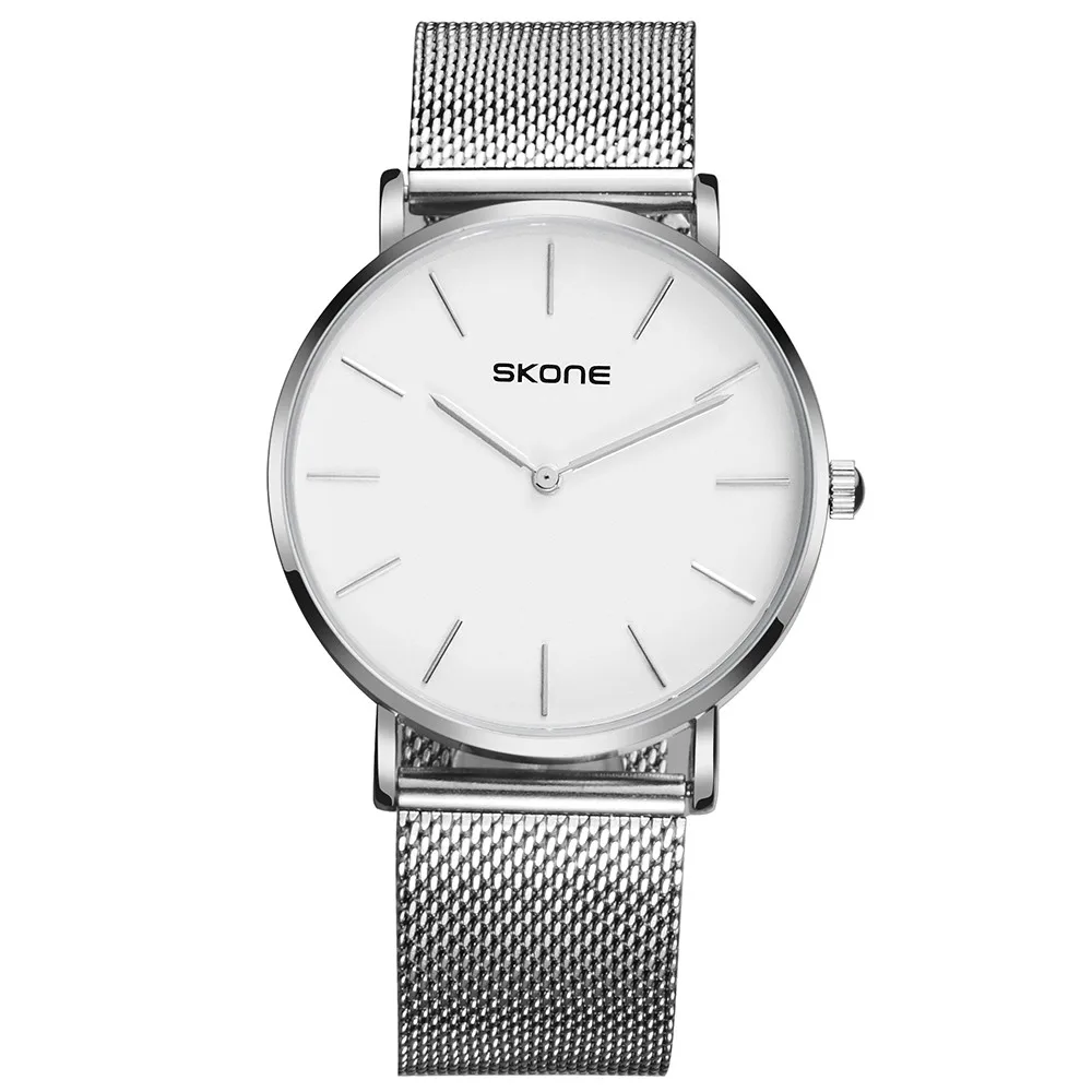 Skone 7435 Couple Watch With Woven Stainless Steel Watch Band And Momen ...