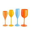 Long Stemmed plastic goblet wine glass,colored glass goblet blue goblet glasses
