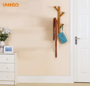 Wholesale Corner Storage Finished Wall Mount Wooden Coat Rack